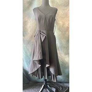 Kay Unger New York Begonia Midi Dress Pleated Asymmetrical Party Cocktail Size 4